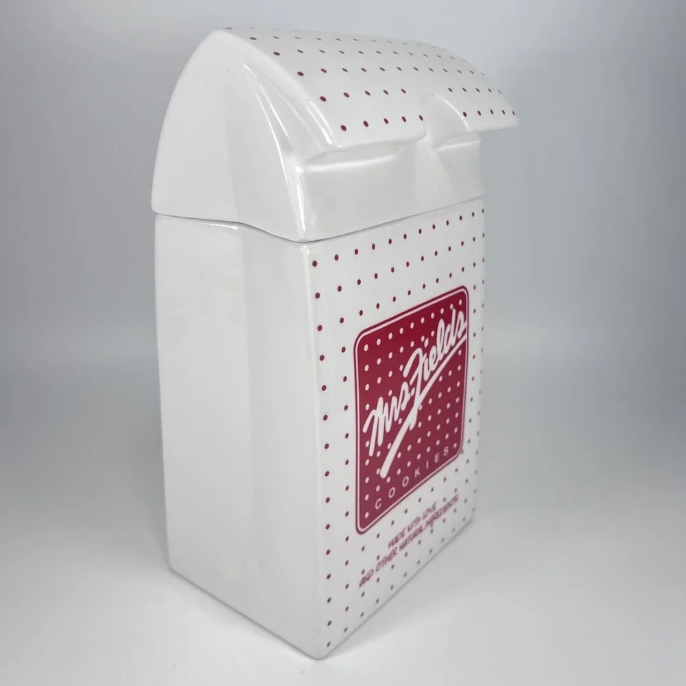 Vintage Mrs. Fields‎ Cookie Jar – White with Red Polka-Dots, Ceramic, Brand Logo
